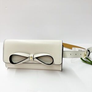 KATE SPADE NEW YORK BOW BELT/FANNY CREAM LEATHER BAG
